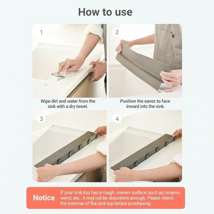 Premium Quality Silicone Sink Splash Guard - Strong Suction Grip